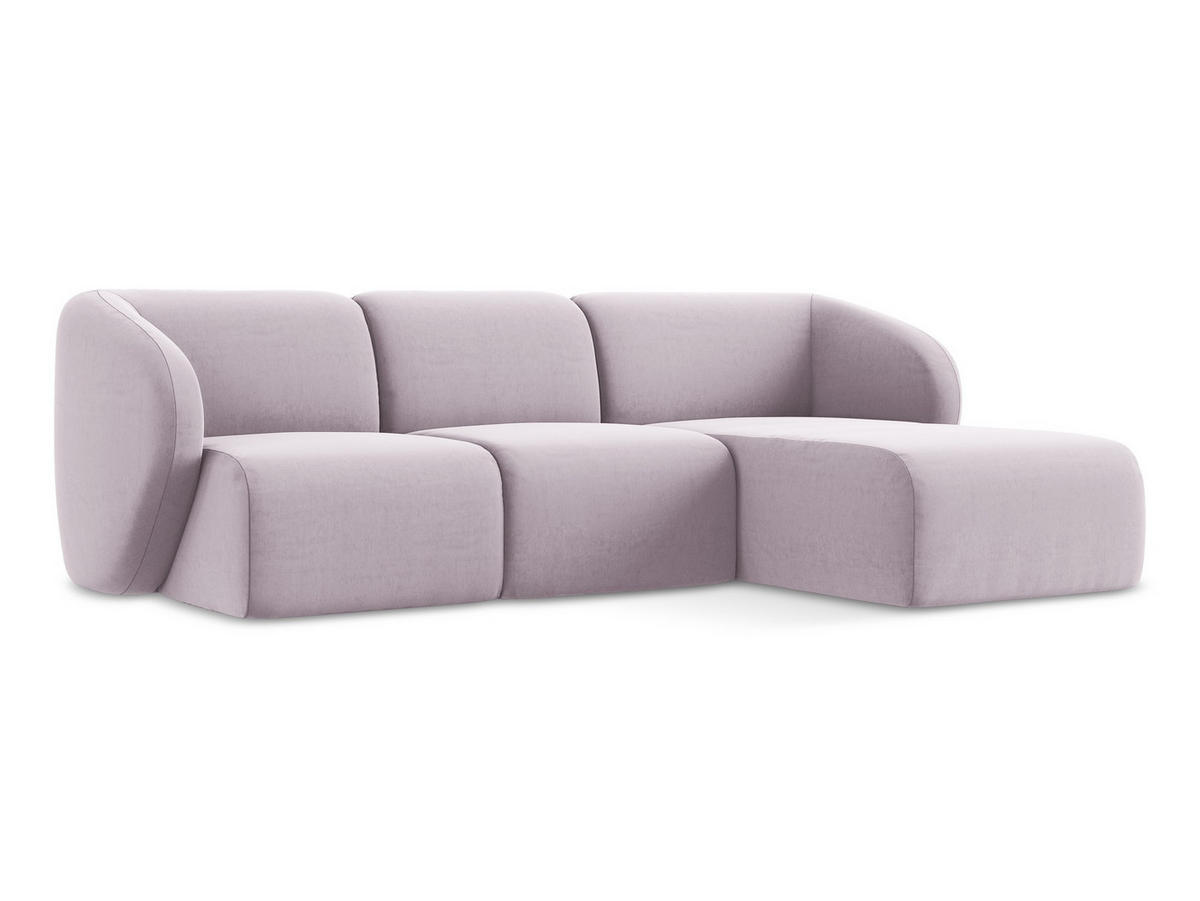 ECKSOFA Rechts Samt Stoff Violett - Flieder/Schwarz, Holzwerkstoff/Kunststoff (248/166cm) - Makamii