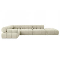 ECKSOFA modulares Sofa Felto-L2 - 380x190x70 cm Beige Velours - Beige, Holzwerkstoff/Textil (380/190cm) - ALTDECOR