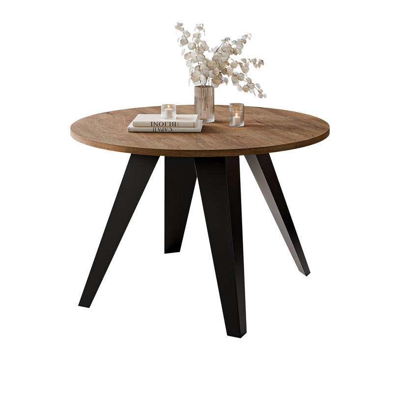 COUCHTISCH FRESCO 75/50 cm runden, Schwarz / Lefkas-Eiche - Eichefarben/Schwarz, Metall (75/75/50cm) - Idohome