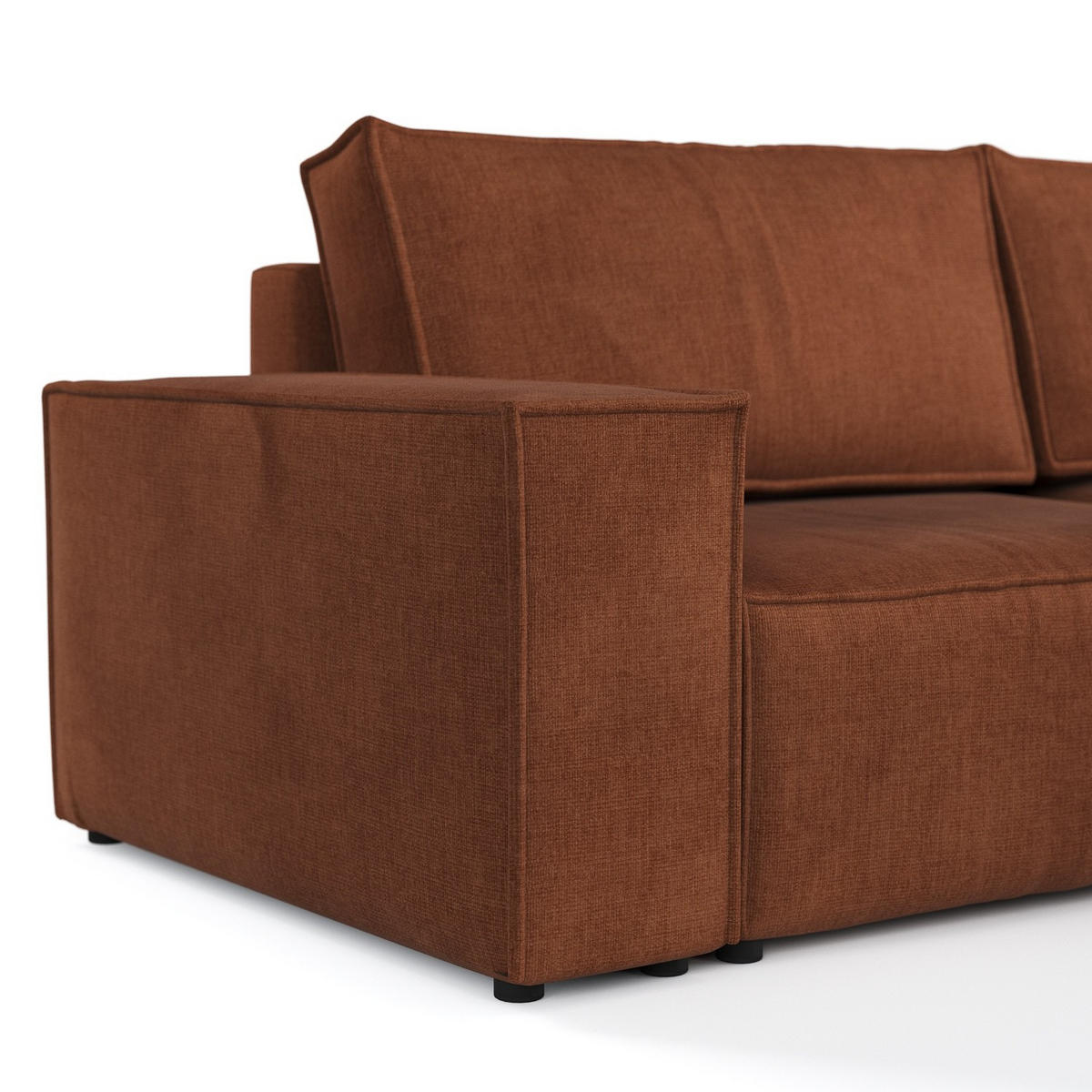 ECKSOFA CAVO mit Schlaffunktion Kupfer im Wind Stoff - Schwarz/Kupferfarben, Holz/Holzwerkstoff (255/148cm) - AltaBeds