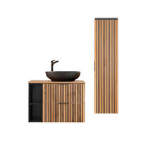 BADMÖBEL 80.6cm Gaia 2er-Set Holz in Eichenoptik und Schwarz - Schwarz, Holzwerkstoff (80.6/59/46cm) - Petits-meubles