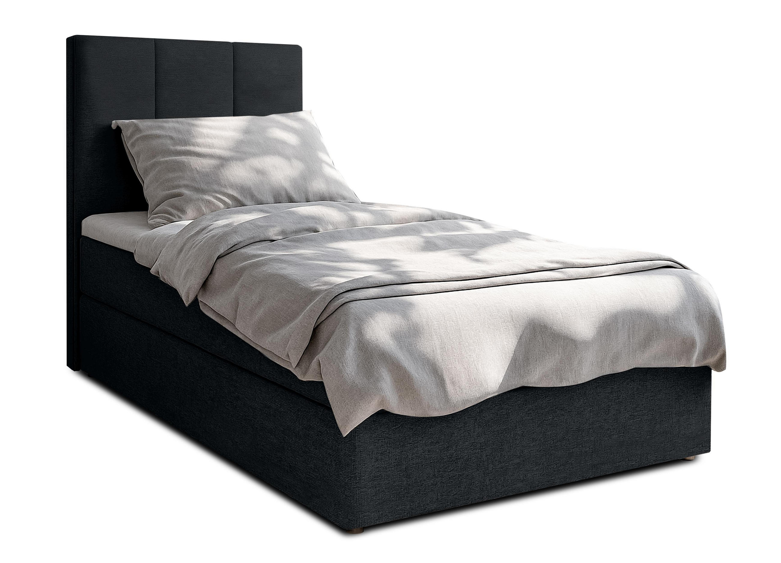 BOXBETT MEREA 100x200 cm mit Bettkasten und Matratze - Schwarz - Schwarz, Holz/Holzwerkstoff (100/200cm) - AX Living