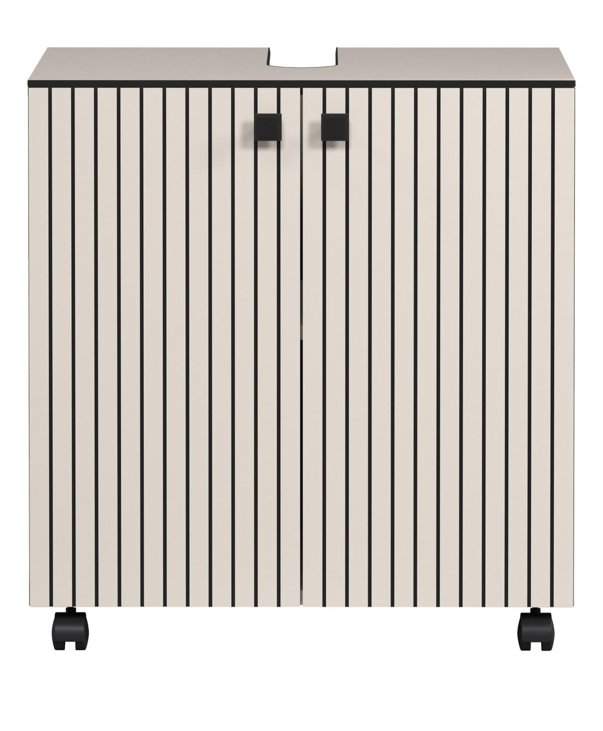 WASCHBECKENUNTERSCHRANK Kaschmir, grau 60 cm, Badschrank auf Rollen - Schwarz/Grau, Holzwerkstoff/Metall (42/64/60cm) - Top.Furn