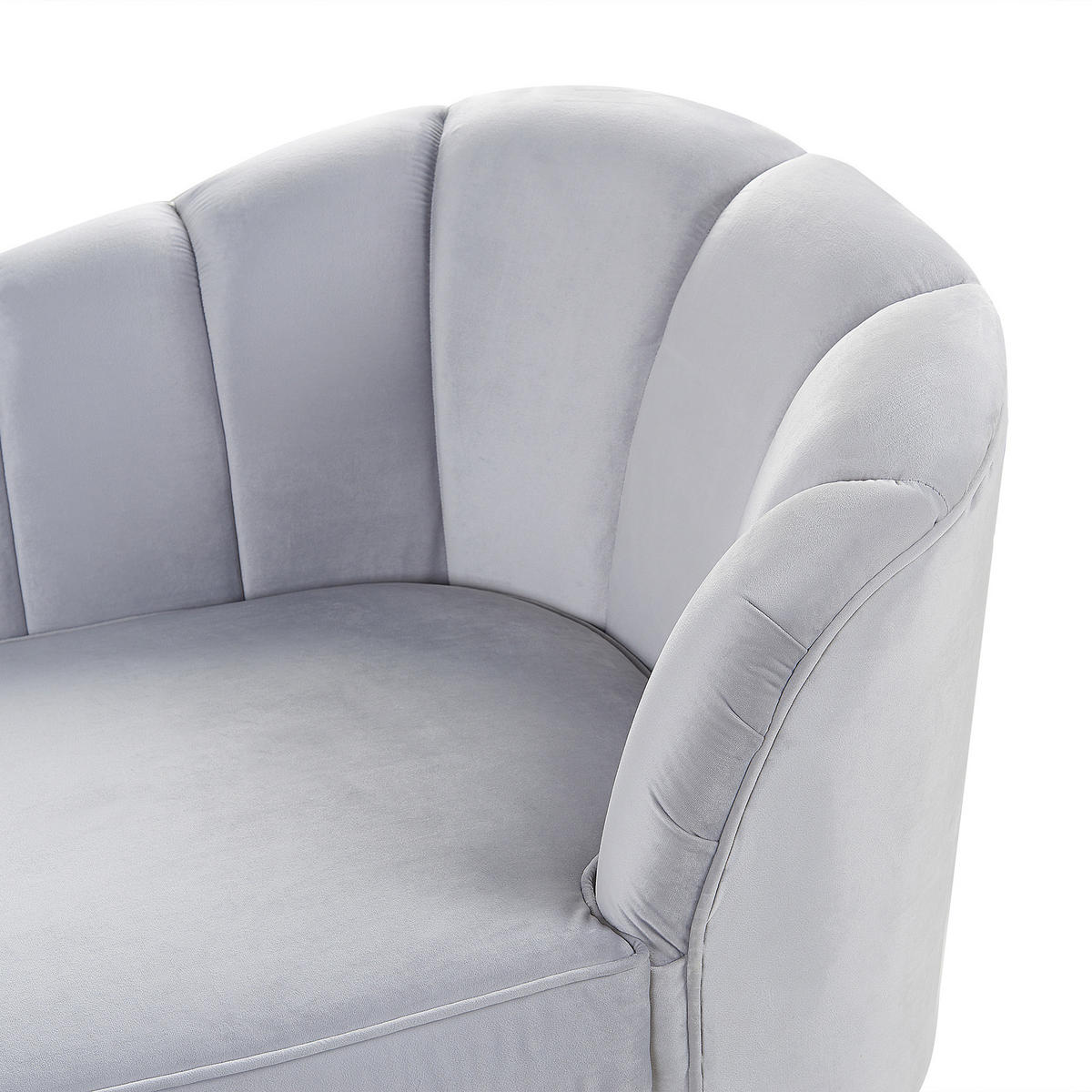 CHAISELONGUE Samtstoff hellgrau rechtsseitig Allier - Goldfarben/Grau, Textil (150/75/76cm) - Beliani