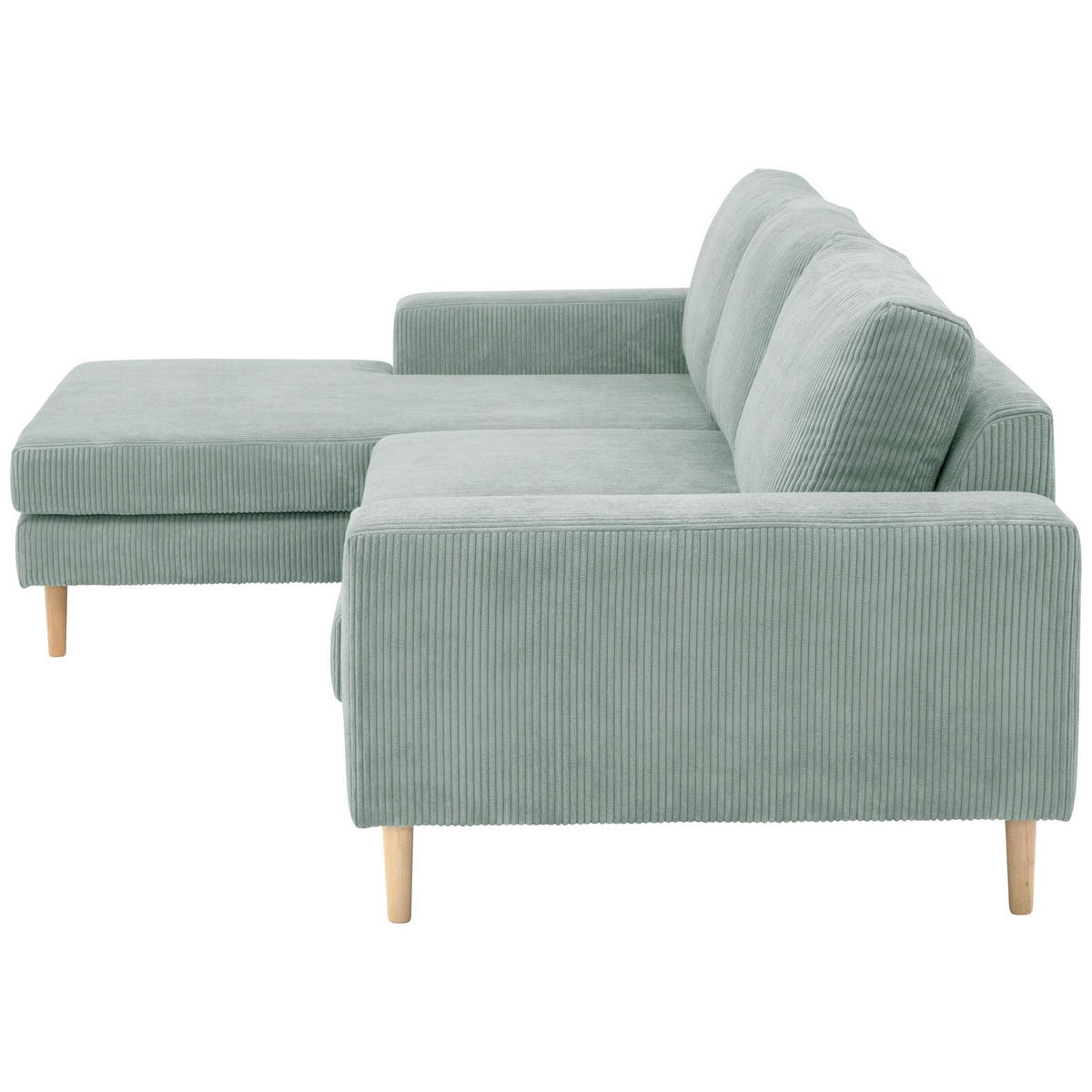 SOFA mit Longchair links Kaylynn Cordstoff silber - Silberfarben, Kunststoff (175/294cm) - 58aufmkessel