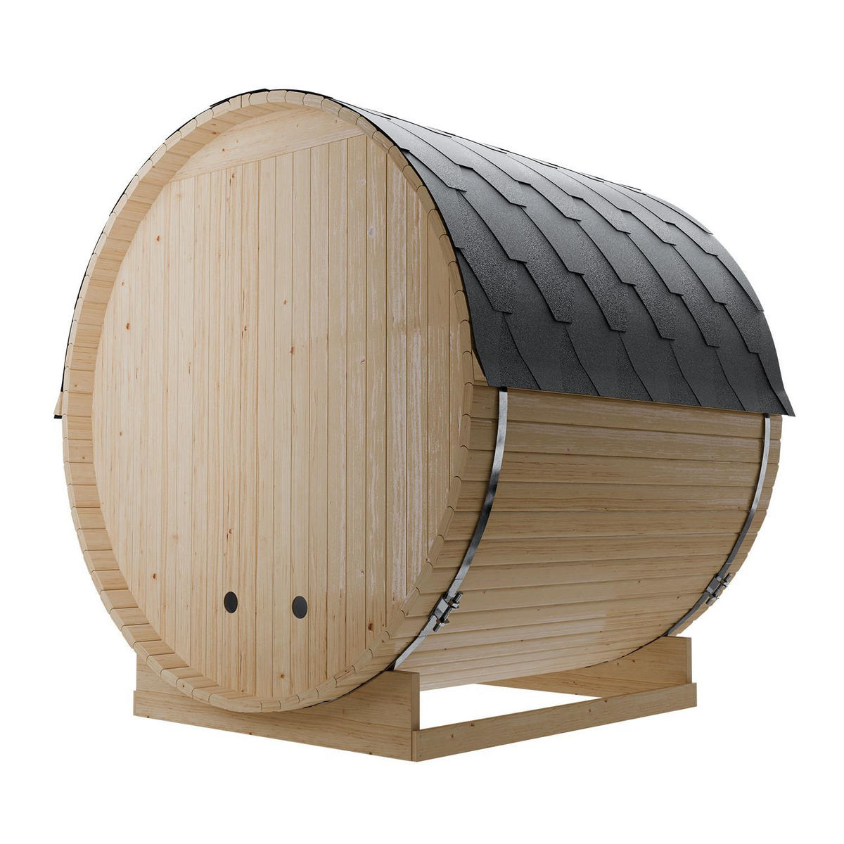 FASSSAUNA Spitzbergen 180 cm mit 6 kW Saunaofen (4 Personen) - Naturfarben, Holz (191/193/180cm) - Artsauna