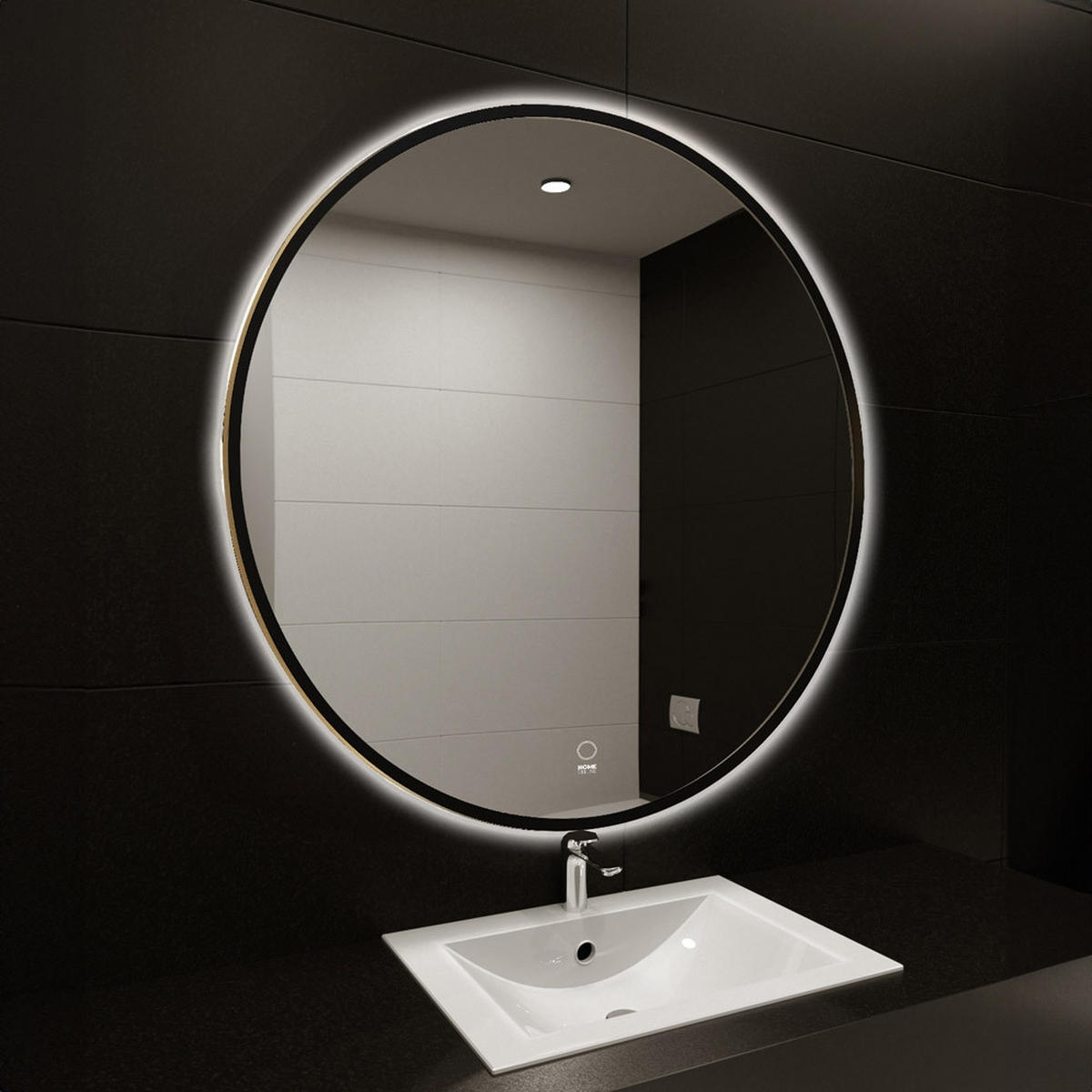 LED-SPIEGEL DUBI - 100 cm - Schwarz, Glas (100/100/2.9cm) - Home Deluxe