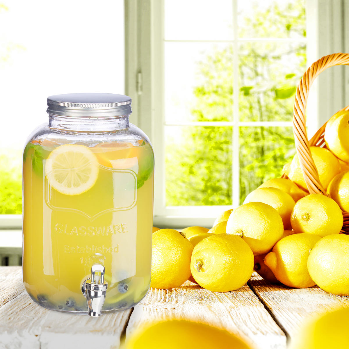 GETRÄNKESPENDER - Transparent, Glas/Kunststoff (5L) - Relaxdays