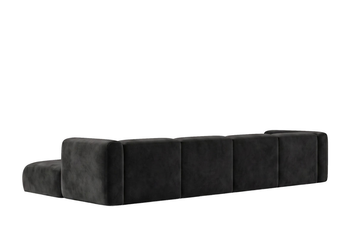 ECKSOFA U-Form, Velvet-Stoff Bluvel, Schwarz, GRETA - Schwarz, Holz (408/70/179cm) - Kaiser Möbel