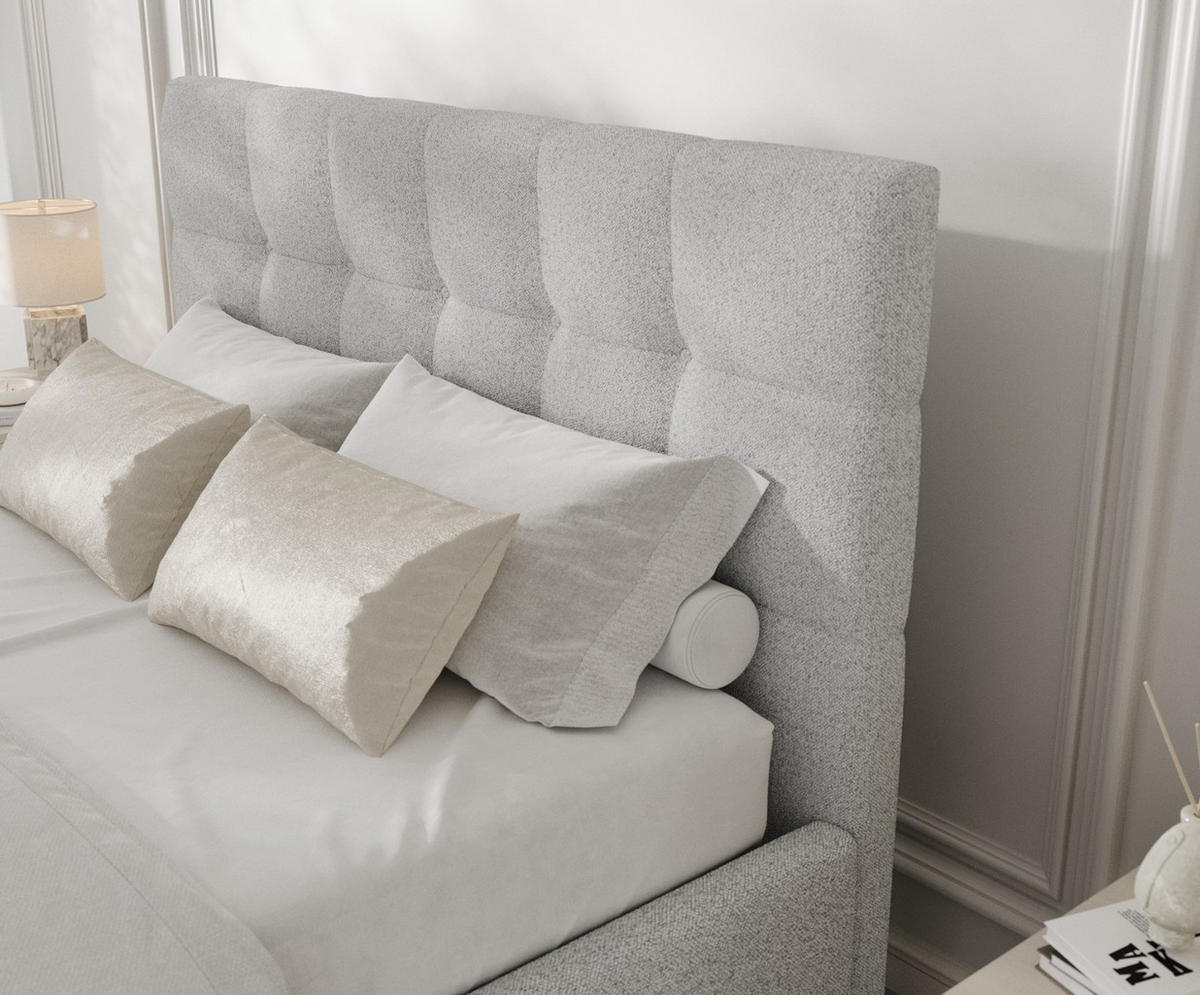 POLSTERBETT Cora 140/200 cm Hellgrau im Riva Stoff - Hellgrau/Naturfarben, Holz/Holzwerkstoff (140/200cm) - AltaBeds