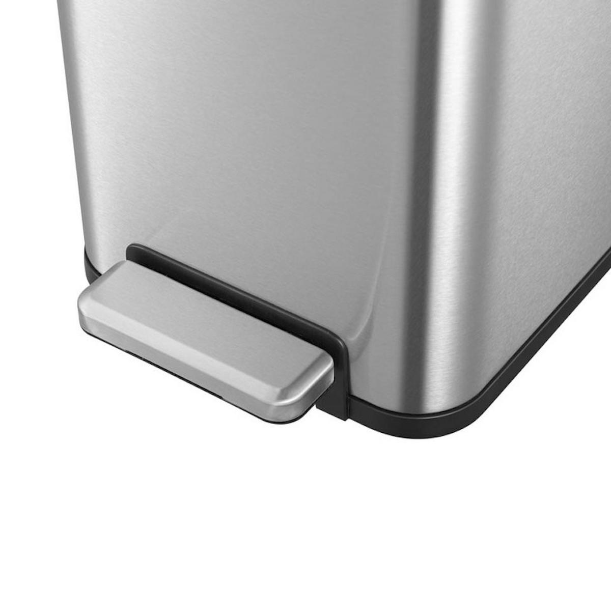 MÜLLEIMER 45 Liter 65x28x49,5 cm Kunststoff Inneneimer Silbe Deckel Schwarz - Silberfarben, Metall (28/65/49.5cm) - PROREGAL