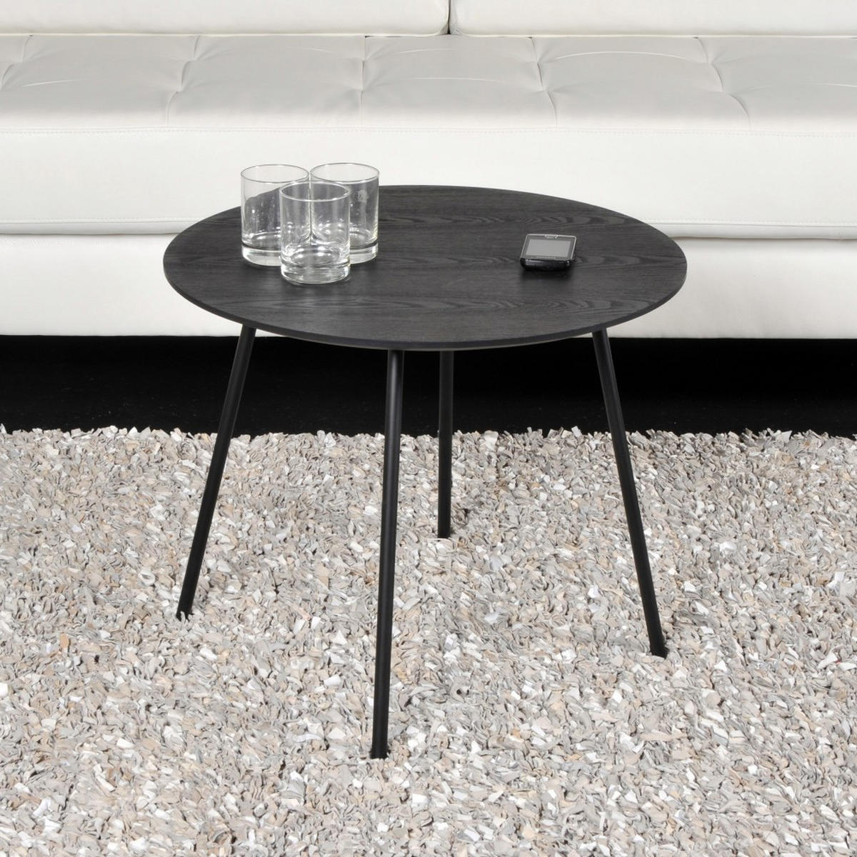 COUCHTISCH LYRA Durchmesser 55cm / Eiche Schwarz - Schwarz, Holzwerkstoff (55/55/45cm) - Weber Industries