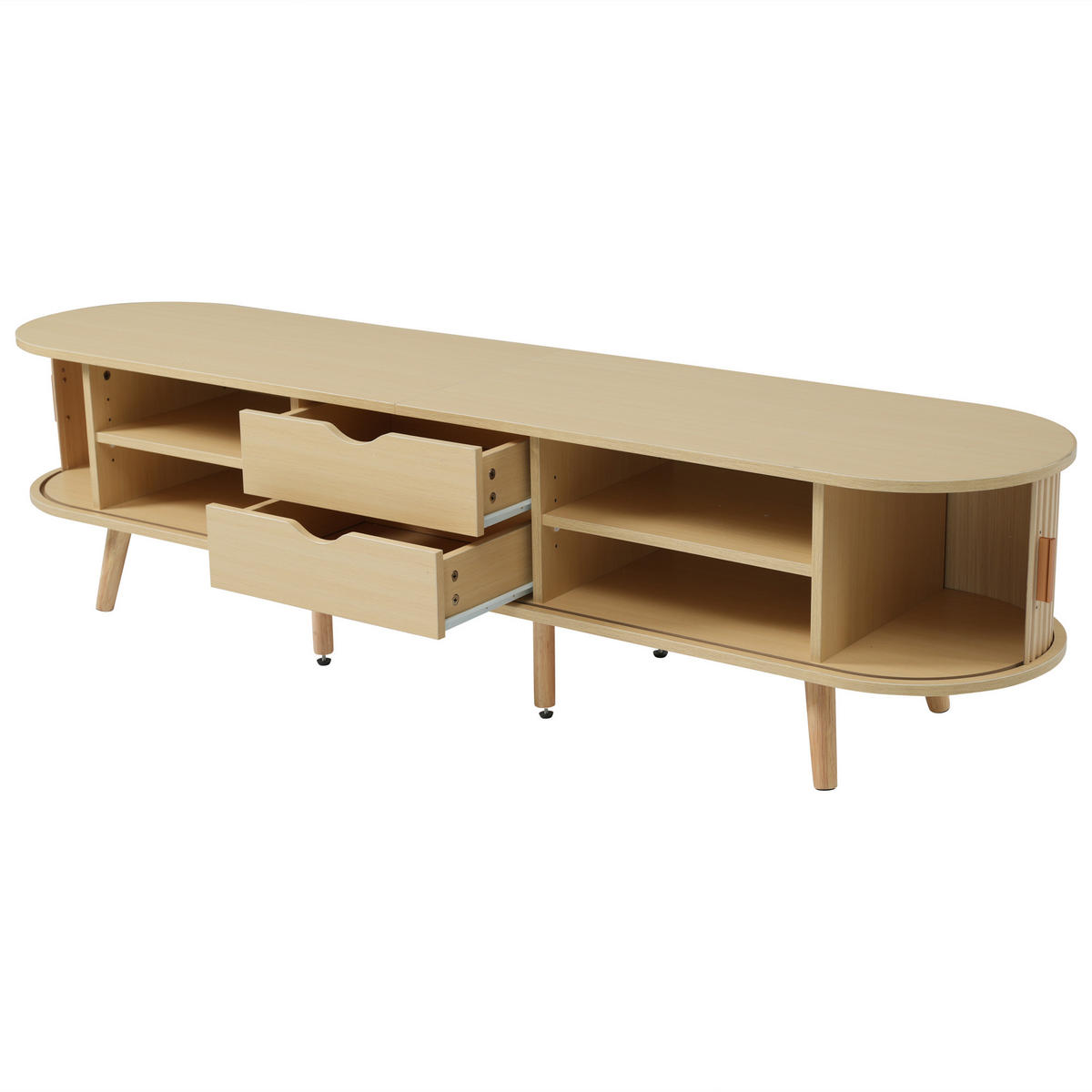TV-SCHRANK 175/40/42 cm helles Walnussholz MDF mit 2 Schubladen und Schiebetüren - Alteiche, Holzwerkstoff (175/42/40cm) - OKWISH