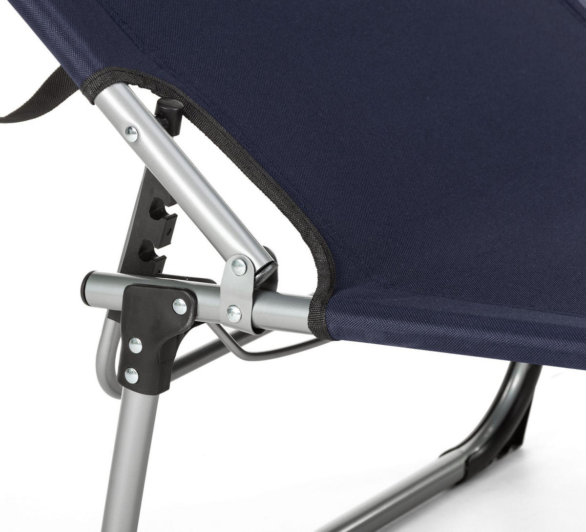 SONNENLIEGE mit Sonnendach, bis 120 kg - Dunkelblau, Textil (60/28/188cm) - Outtec