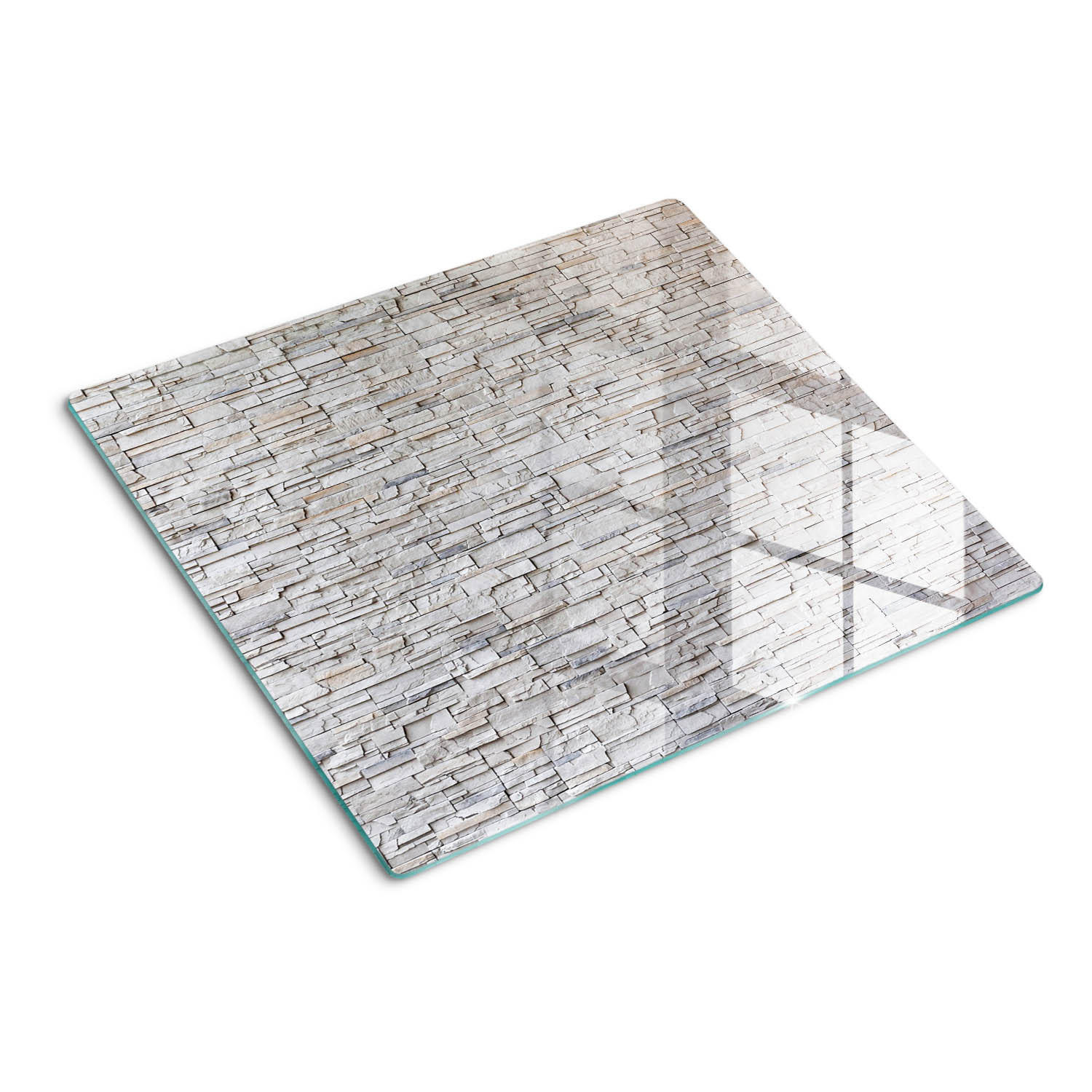 GLASPLATTE 60x52 cm Steinmauer - Beige, Glas (60/0.4/52cm) - TULUP