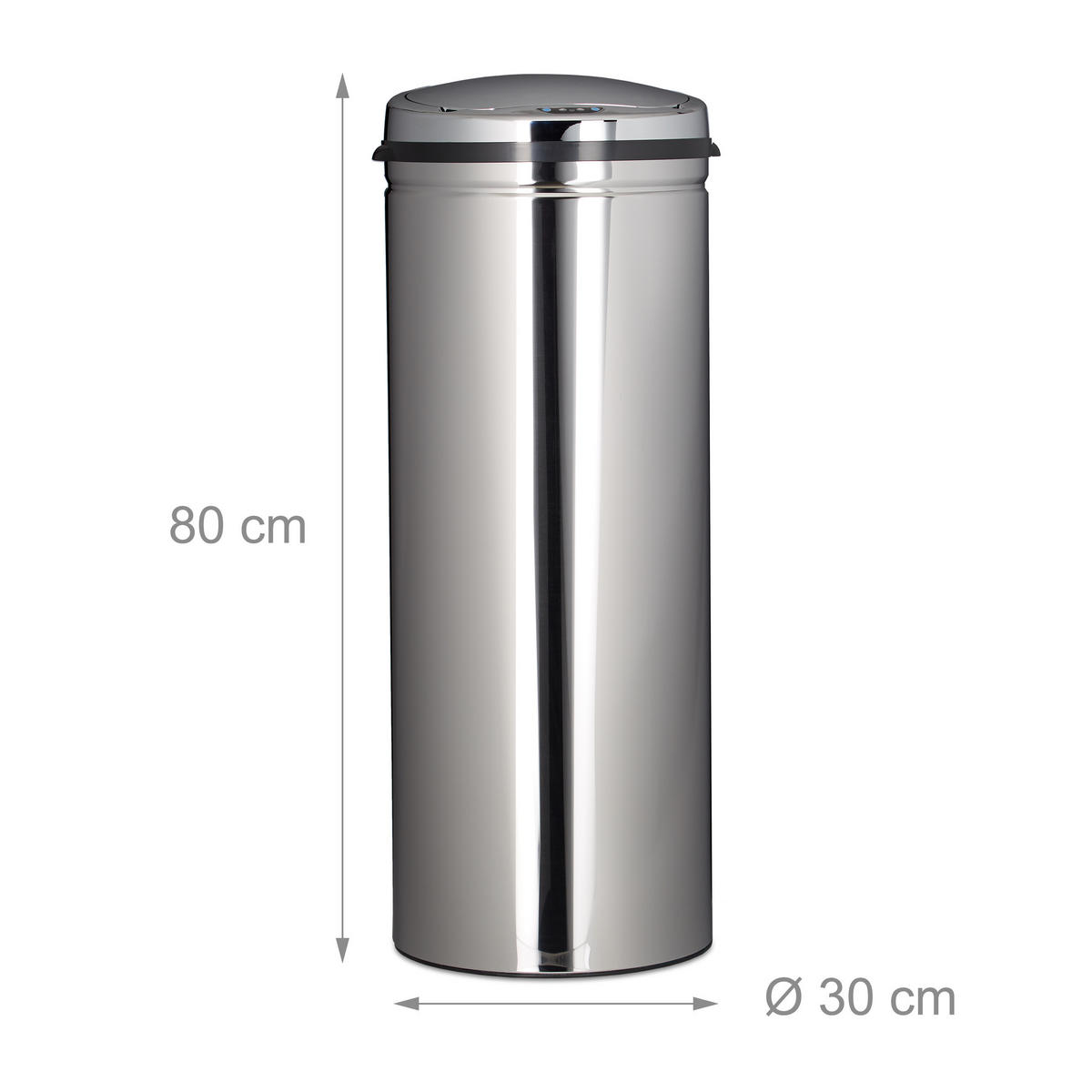 MÜLLEIMER 50l - Silberfarben, Kunststoff/Metall (30/80/30cm) - Relaxdays