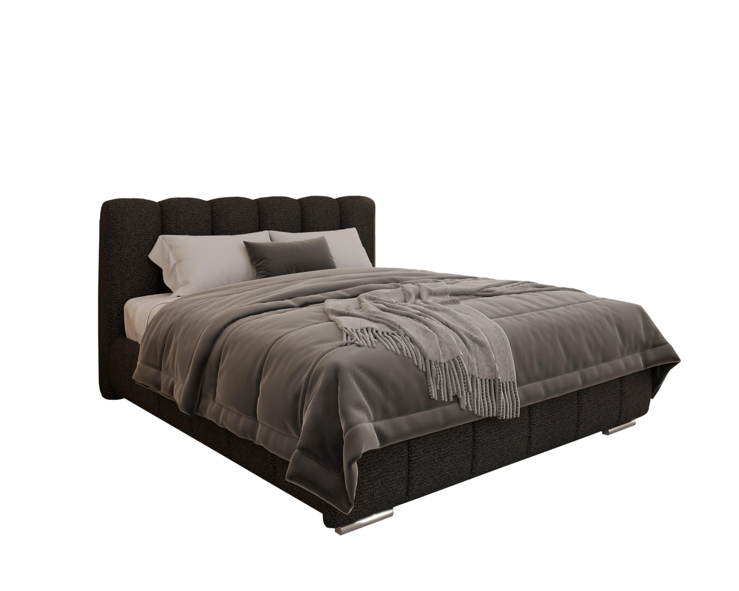 POLSTERBETT Zaira 160x200cm – Elegantes Polsterbett für modernen Wohnstil , ohne matratze, schwarz - Schwarz, Holz (140/200cm) - Homesy