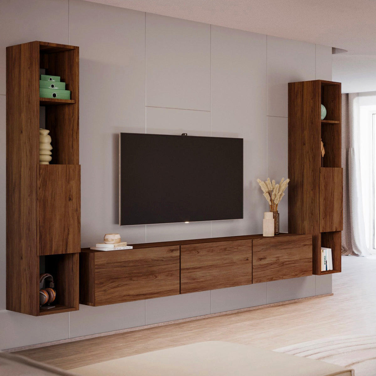 TV STOLEK Idao Tmavé dřevo - hnědá, kompozitní dřevo (160/35/29.6cm) - Petits-meubles