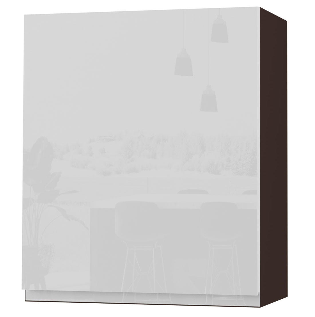 HÄNGESCHRANK Florence W2/60 Lava / RAL 9003 signalweiß HG 60 / 32,5 / 72cm - Türanschlag rechts - Dunkelgrau/Weiß Hochglanz, Holz/Holzwerkstoff (60/72/32.5cm) - Feldmann-Wohnen