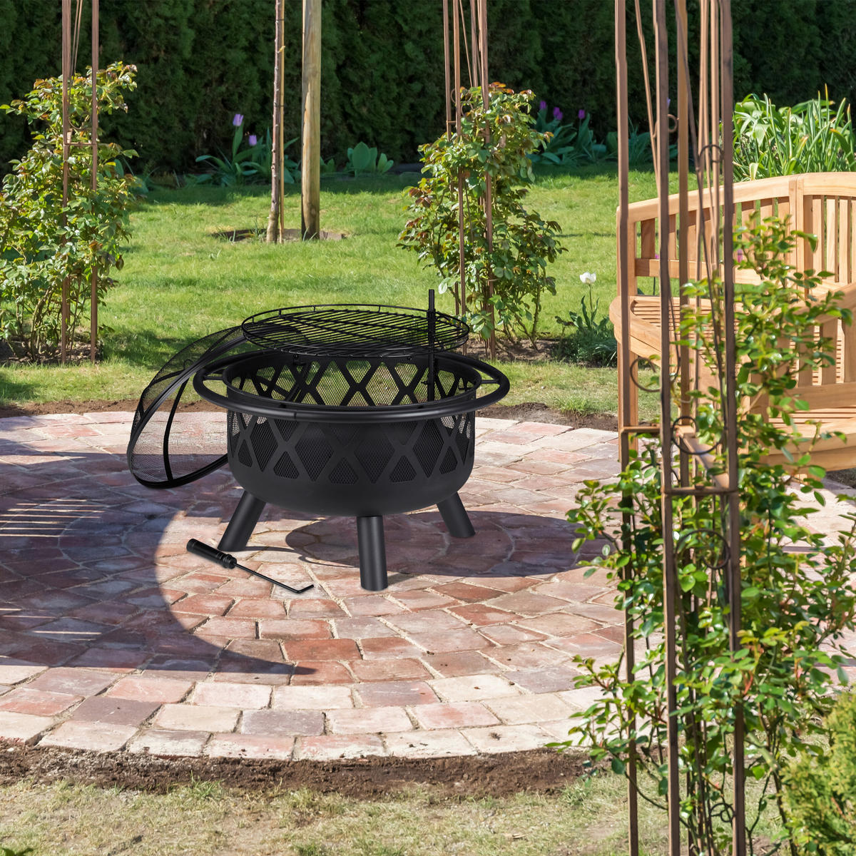 FEUERSCHALE - Schwarz, Metall (75/68.5/75cm) - Relaxdays