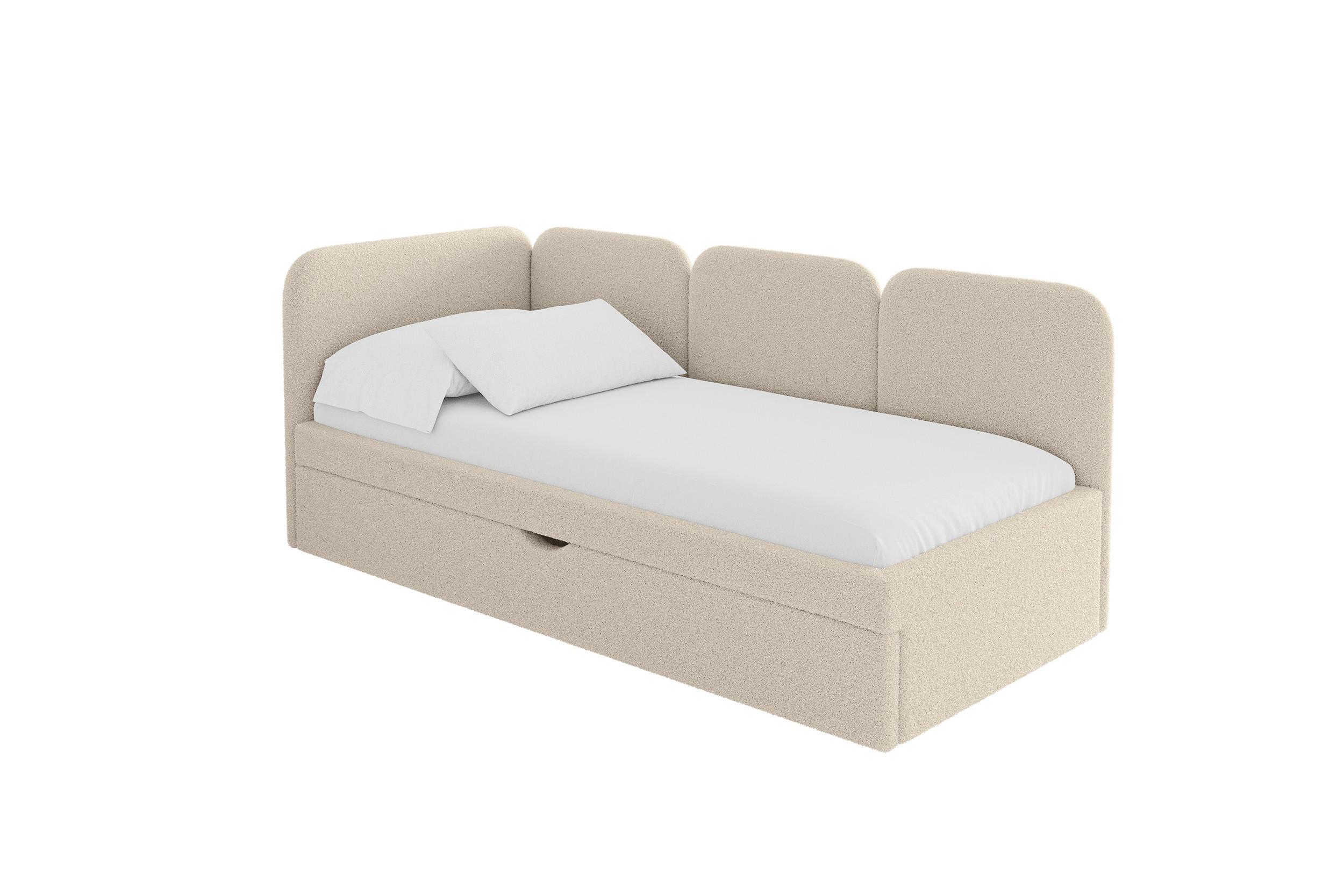 ALTDECOR JEDNOLŮŽKOVÁ POSTEL pro mládež s úložným prostorem a matrací H3/H4, vpravo - ALVY 90x200 tmavě béžová