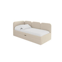 EINZELLBETT Jugendbett mit Bettkasten, Rechts - ALVY 80x200 Dunkelbeige - Taupe, Holzwerkstoff/Textil (80/200cm) - ALTDECOR