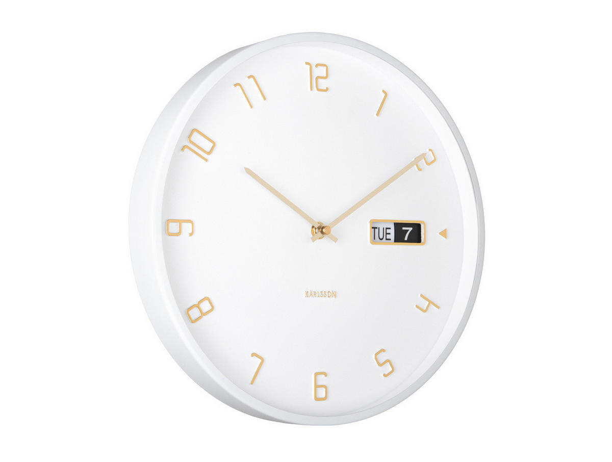 WANDUHR Data Flip Ø 30 cm - Weiß, Metall (30/30/4.5cm) - Karlsson