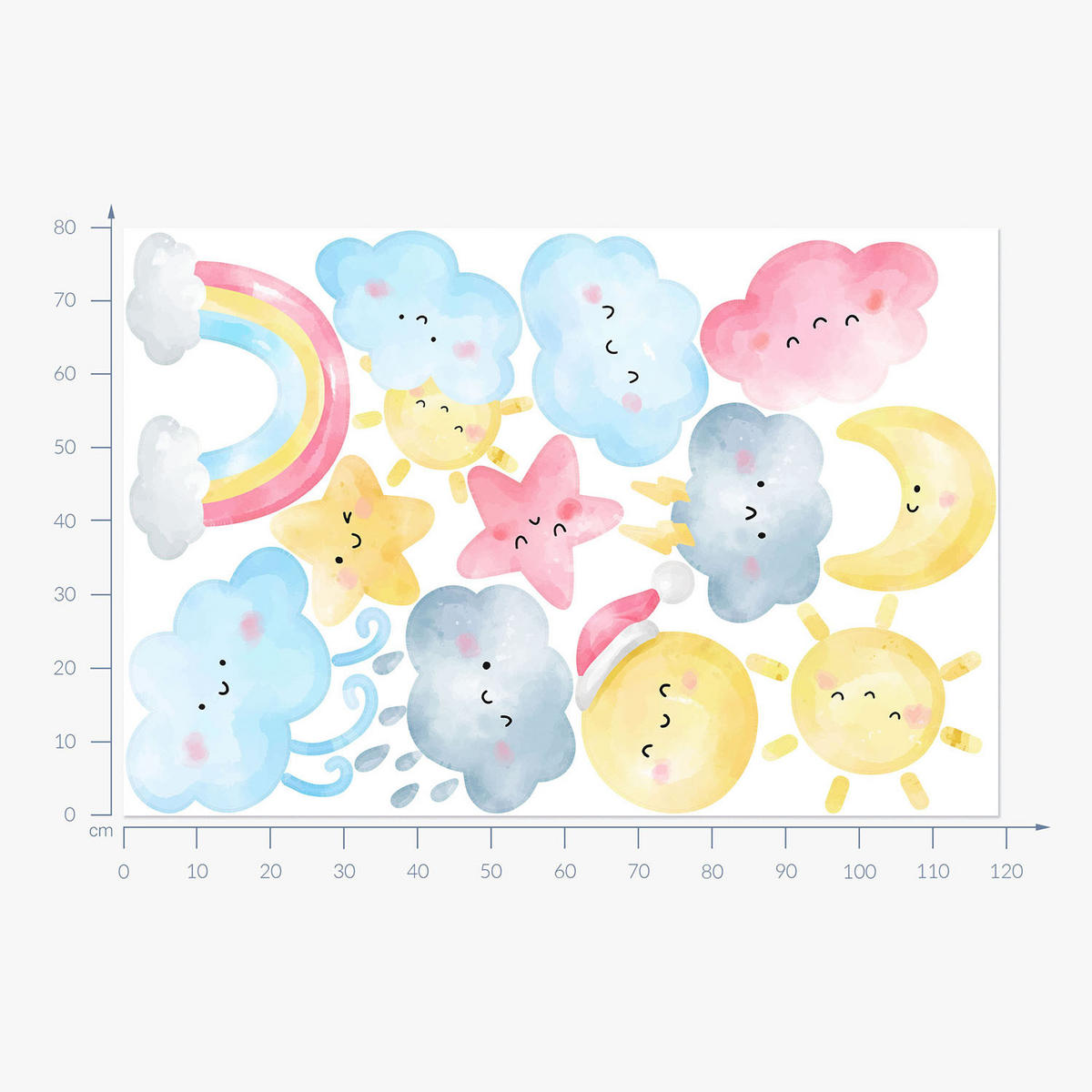 WANDAUFKLEBER 80x119cm - Natur-Pastellelemente - Multicolor, Kunststoff (80/119/0.1cm) - Wallfluent