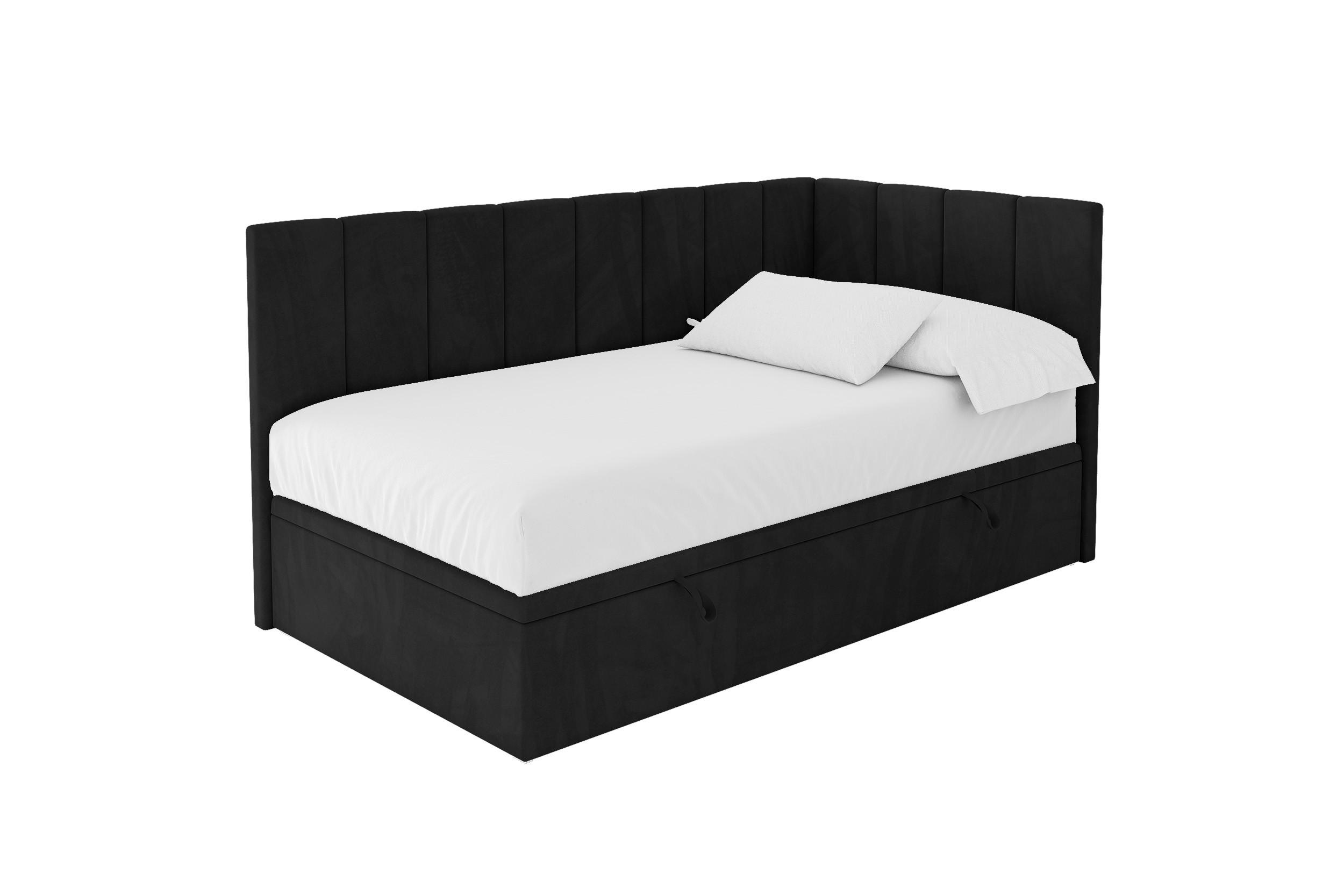 ALTDECOR JEDNOLŮŽKOVÁ POSTEL pro mládež s úložným prostorem vlevo, bez matrace - LOVY 90x200 černá
