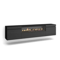 TV-SCHRANK schwarz, mit Elektrokamin, Hängend, 200/35/45cm - Anthrazit, Holzwerkstoff (200/45/35cm) - Skraut Home