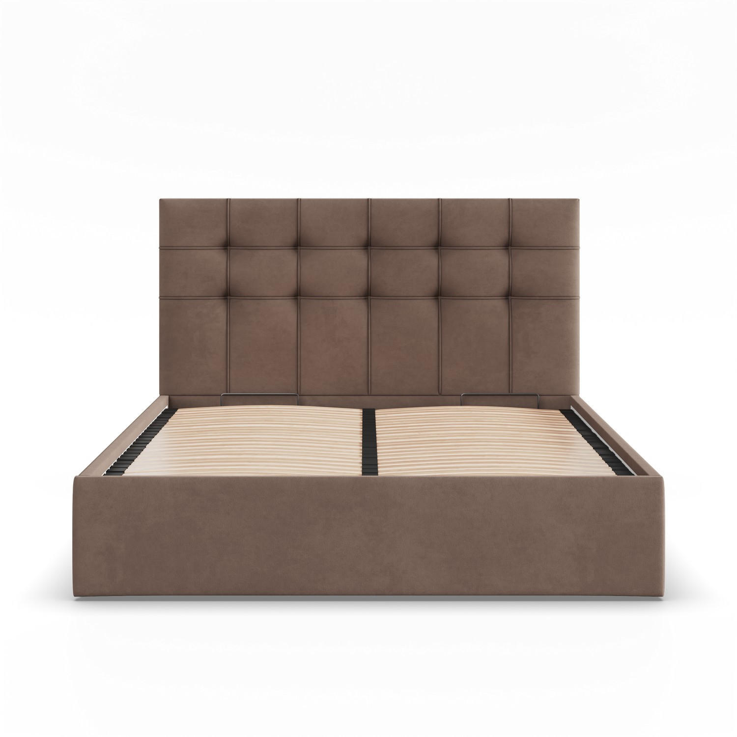 POLSTERBETT MIT KOPFTEIL 140x200 mit Bettkasten SORIA, Braun - Braun, Textil (140/200cm) - Mebligo