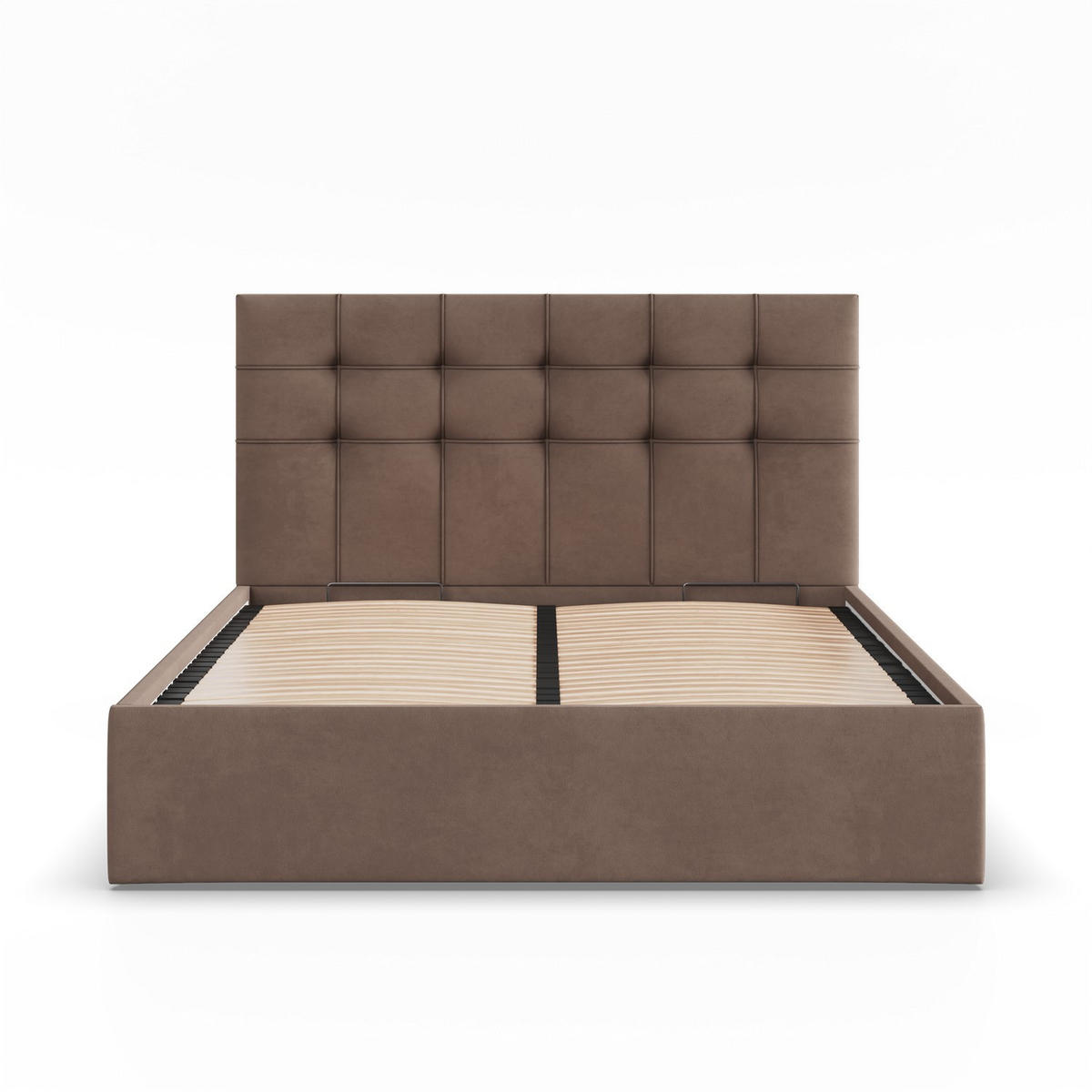 POLSTERBETT MIT KOPFTEIL 180x200 mit Bettkasten SORIA, Braun - Braun, Textil (180/200cm) - Mebligo