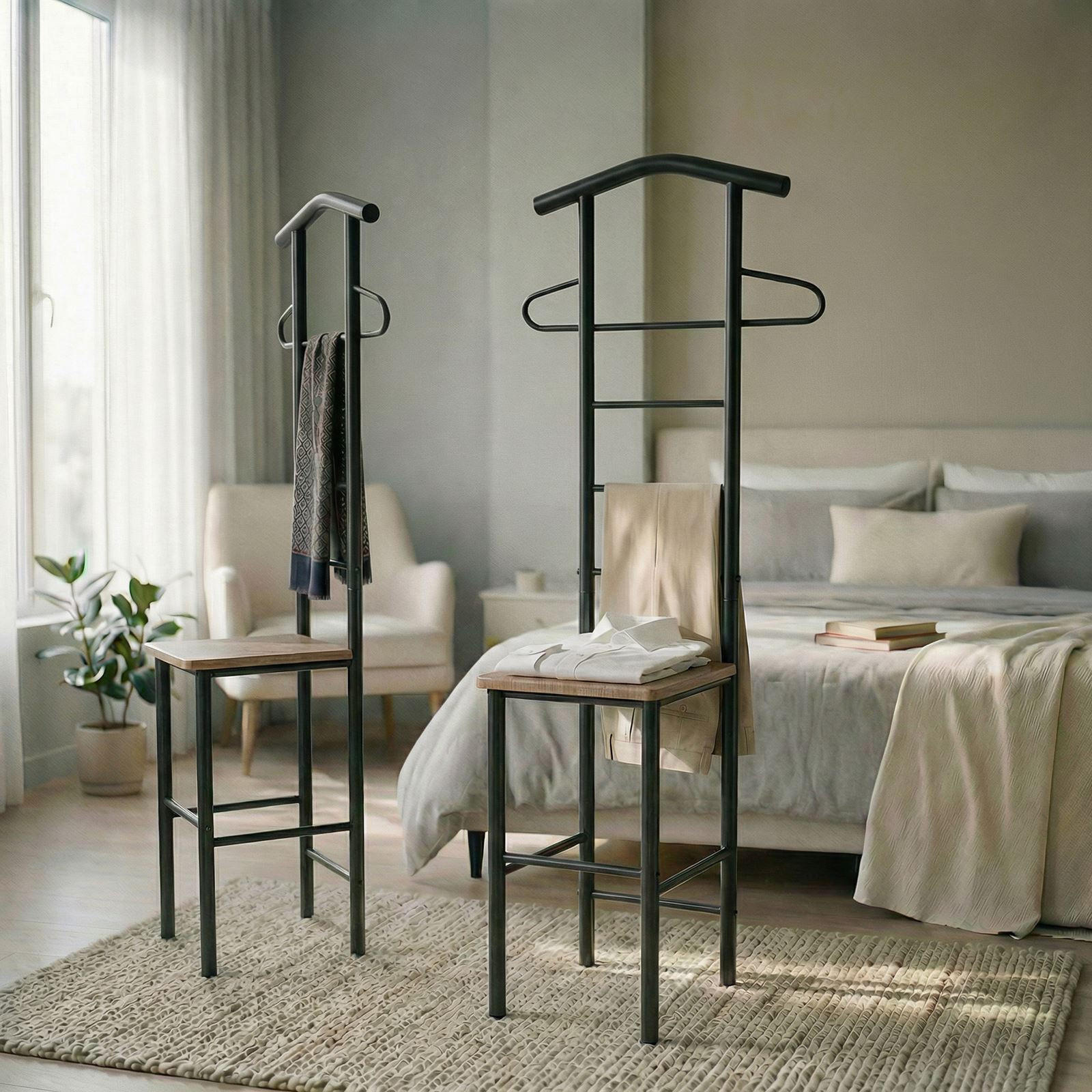 HERRENDIENER JIVO 2ER-SET - Wildeiche/Schwarz, Metall (53/121/47cm) - CARO-Möbel