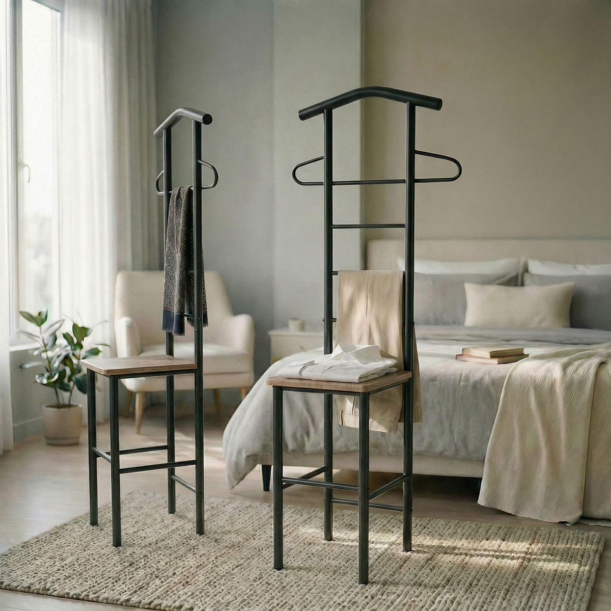 HERRENDIENER JIVO 2ER-SET - Wildeiche/Schwarz, Metall (53/121/47cm) - CARO-Möbel