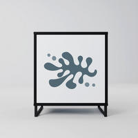 SIDEBOARD WONDERLAND VEGETATION, Schwarz, 57,5x42x67,5 cm, Schwarze Metall-Rahmenfüße - Multicolor/Schwarz, Holzwerkstoff/Metall (57.5/67.5/42cm) - SpaceRebels