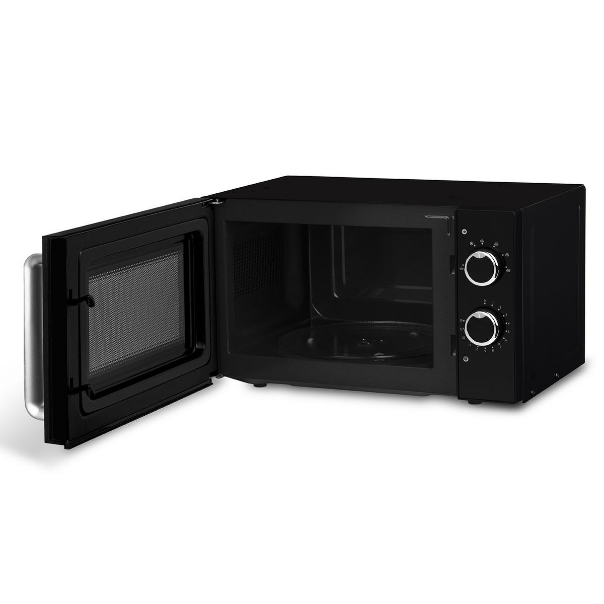 MIKROWELLE VIO8 Schwarz und Silber, Leistungsstark, 5 Heizstufen und Auftaufunktion, Timer bis 30 min, 700 W - Silberfarben, Metall (45/26.5/35cm) - HKoenig