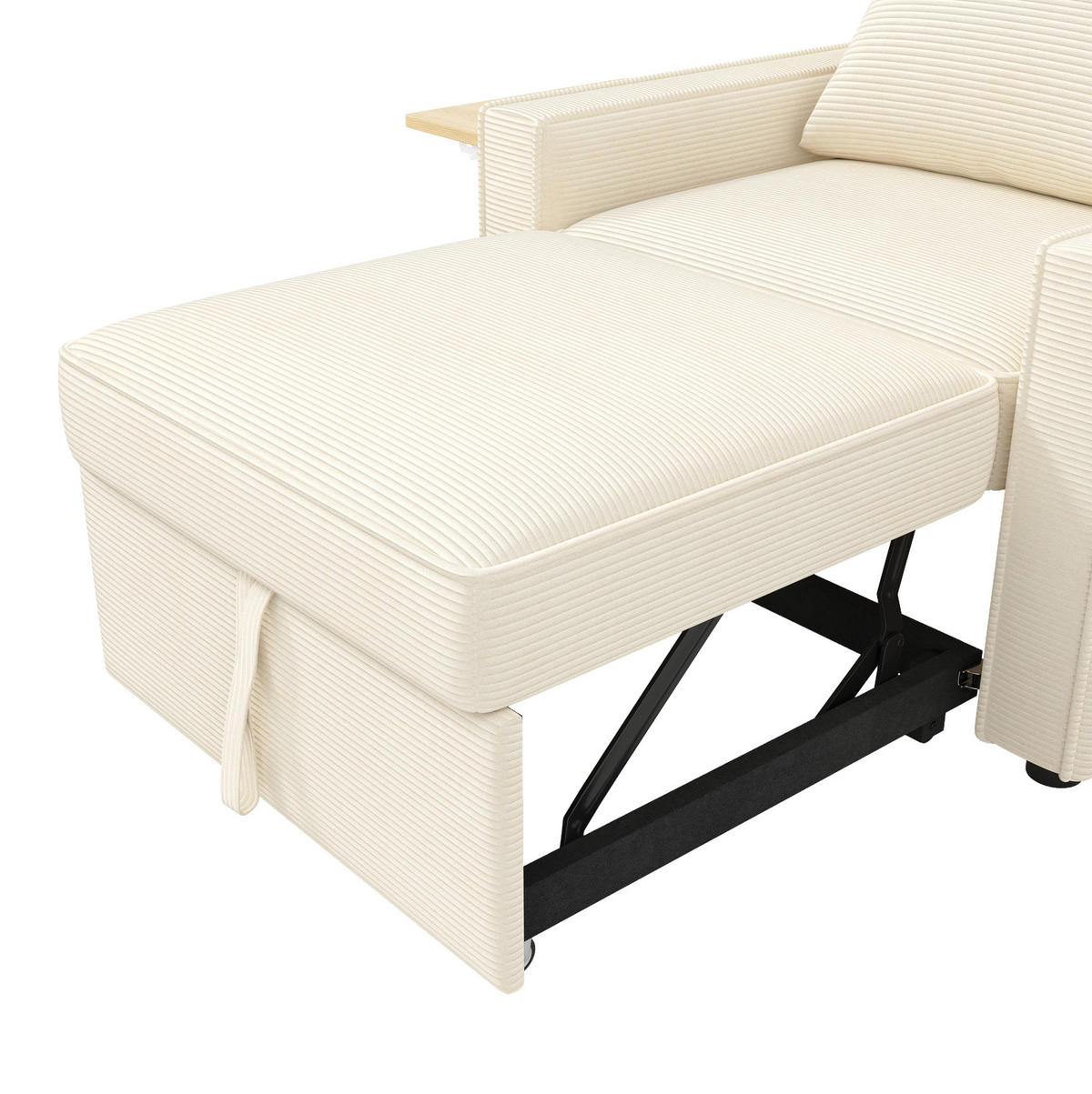 SCHLAFSOFA multifunktional 93 x 150 x 85 cm Cord Beige 1-Sitzer - Beige, Metall (150/85/93cm) - Meubliv