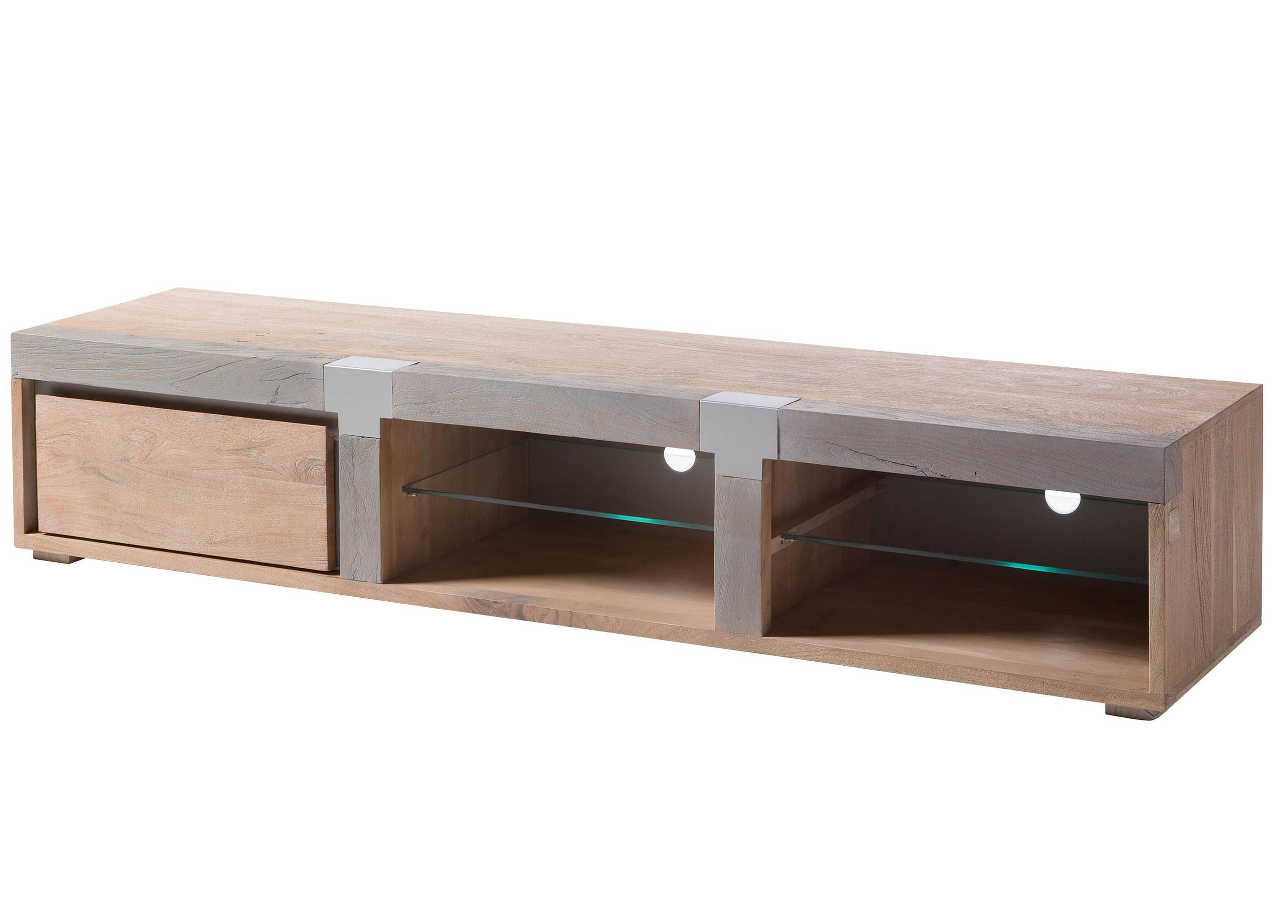 TV-BOARD Akazie 205x48x39 beige lackiert Amsterdam #103 - Beige, Holz (205/39/48cm) - Massivmoebel24
