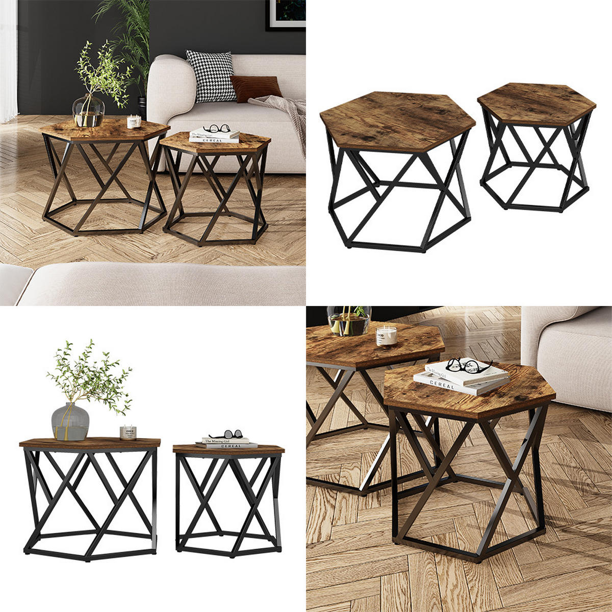COUCHTISCH-SET Fyrk Eiche rustikal 57 x 57 cm 2er-Set - Wildeiche, Holzwerkstoff (57/57/42cm) - Vicco