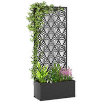 HOCHBEET DE-12312 2-in-1 mit Sichtschutz, 45/21,5/110 cm Schwarz - Schwarz, Metall (45/110/21.5cm) - ComfortXL