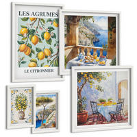 BILDER SET 5er Set - 50x50 cm & 20x30 cm & 40x60 cm Weißer Rahmen - Küchenkräuterpflanzen Beschriftungen - Weiß, Kunststoff (40/60cm) - TULUP