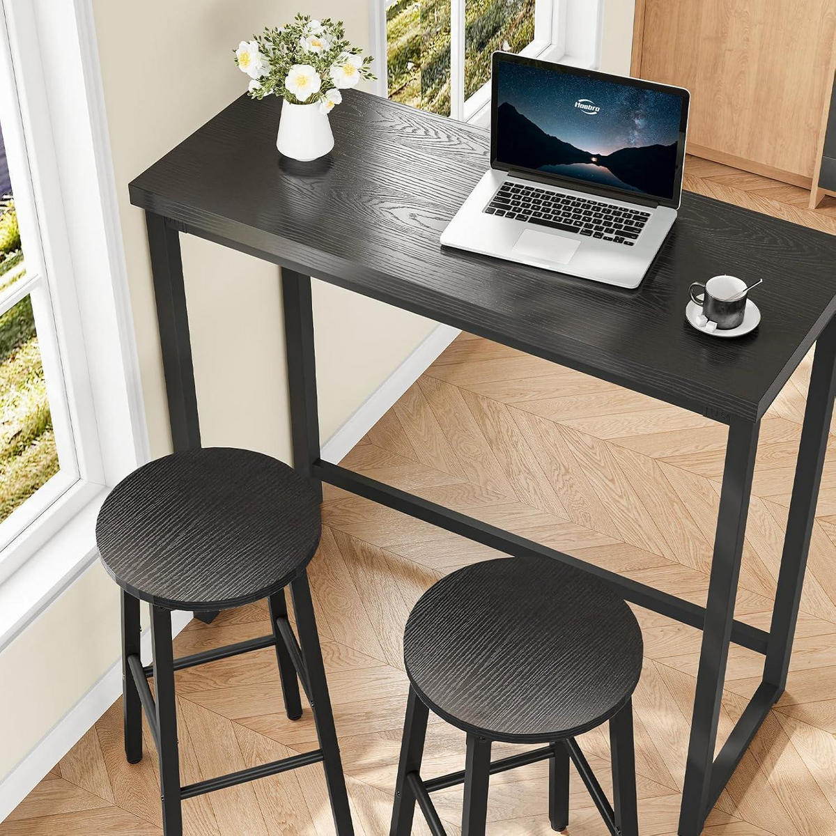 BARHOCKER 2er Set Schwarz 63 cm - Schwarz, Holzwerkstoff (32/63/32cm)