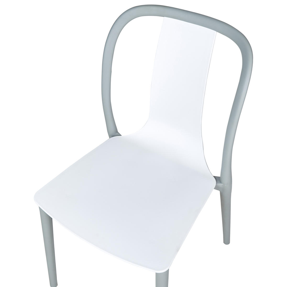 GARTENSTUHL 8er-Set Kunststoff weiß/grau Spezia - Weiß/Grau, Kunststoff (42/89/49cm) - Beliani