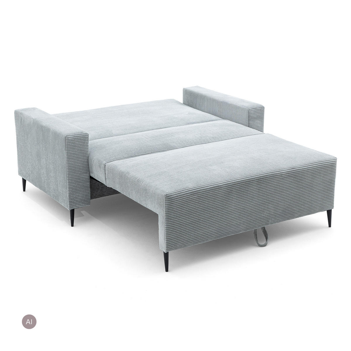 3-SITZER-SOFA EDEL mit Schlaffunktion und Bettkasten, Cordstoff Hellgrau - Hellgrau/Schwarz, Holz/Textil (165/94/100cm) - NACANAPA