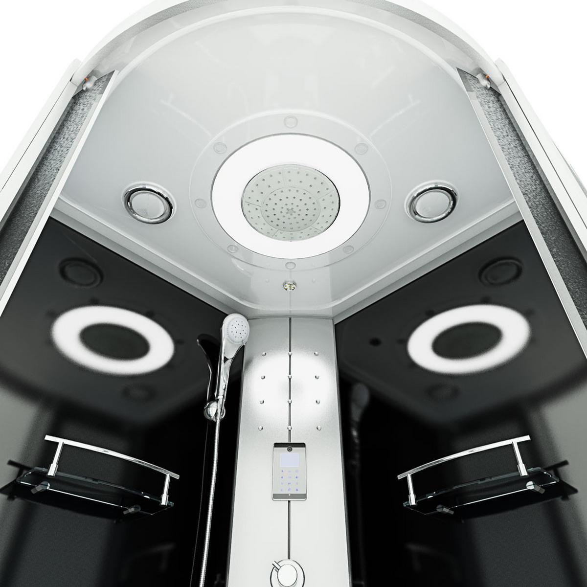 DAMPFDUSCHE Duschkabine D58-23M2-EC sw 100x100 - Schwarz, Glas/Kunststoff (100/100/215cm) - AcquaVapore by Sandra Jentho