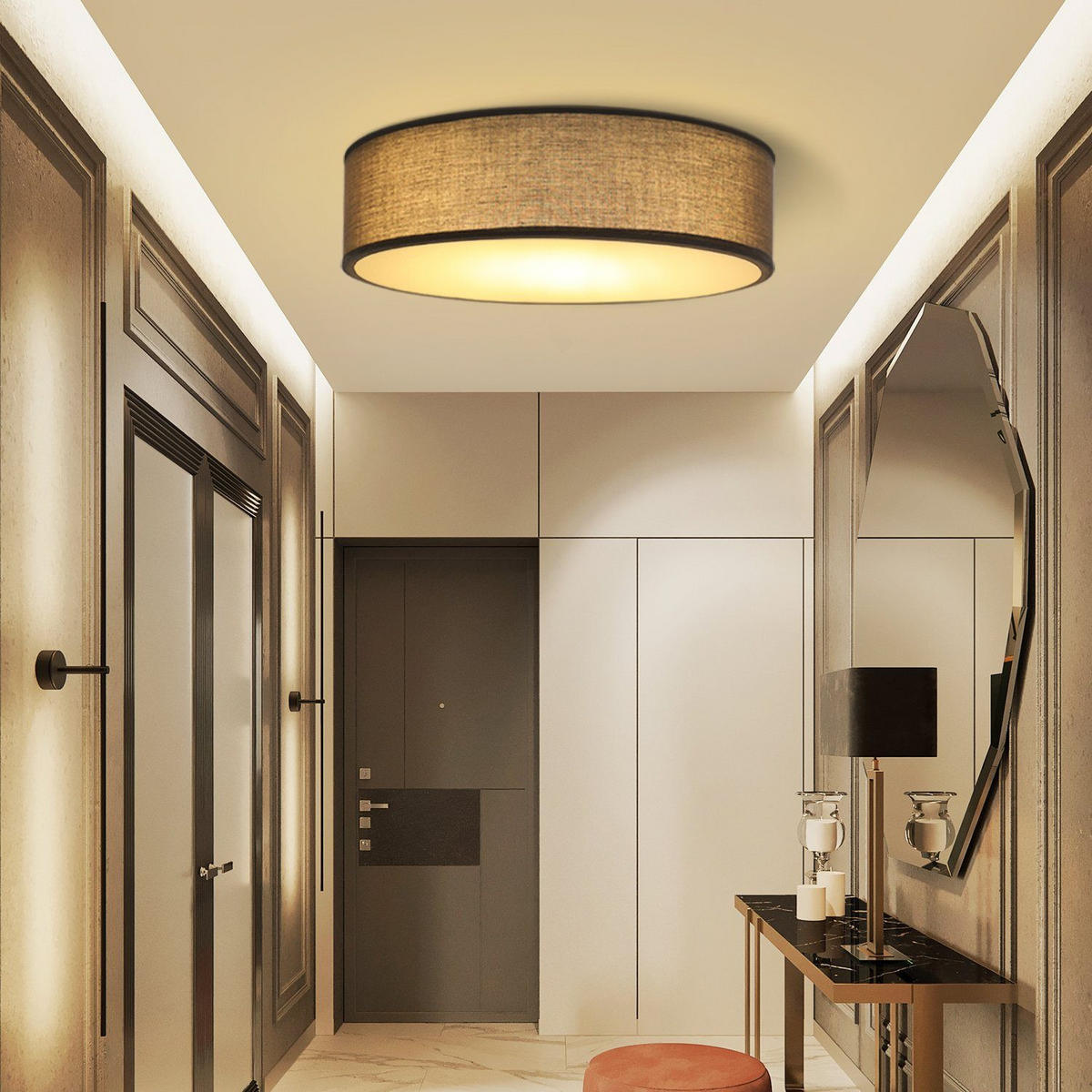 LED-DECKENLEUCHTE Kelsar 38.0/38.0/10.5 cm - Schwarz, Textil (38/38/10.5cm) - ZMH