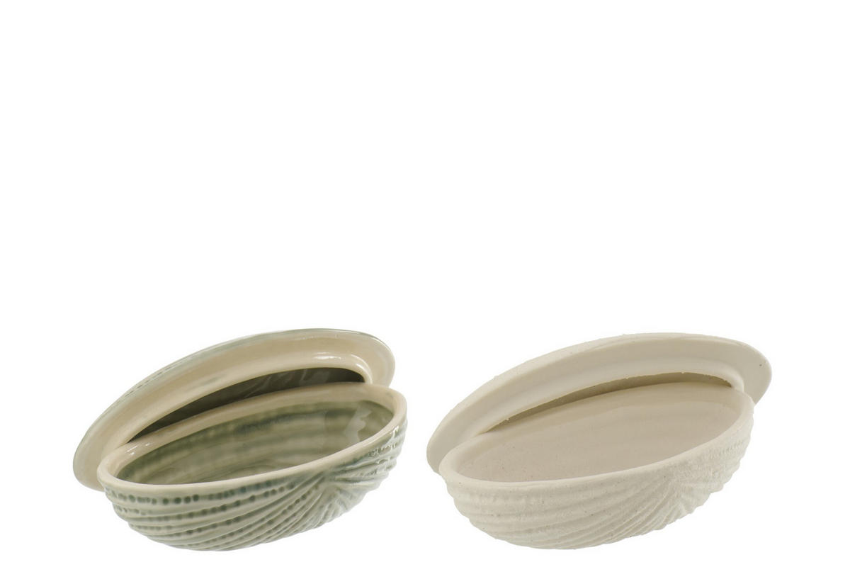 DOSE MUSCHEL (2ER SET) - Weiß, Keramik (7.5/5.5/14.4cm) - J-Line