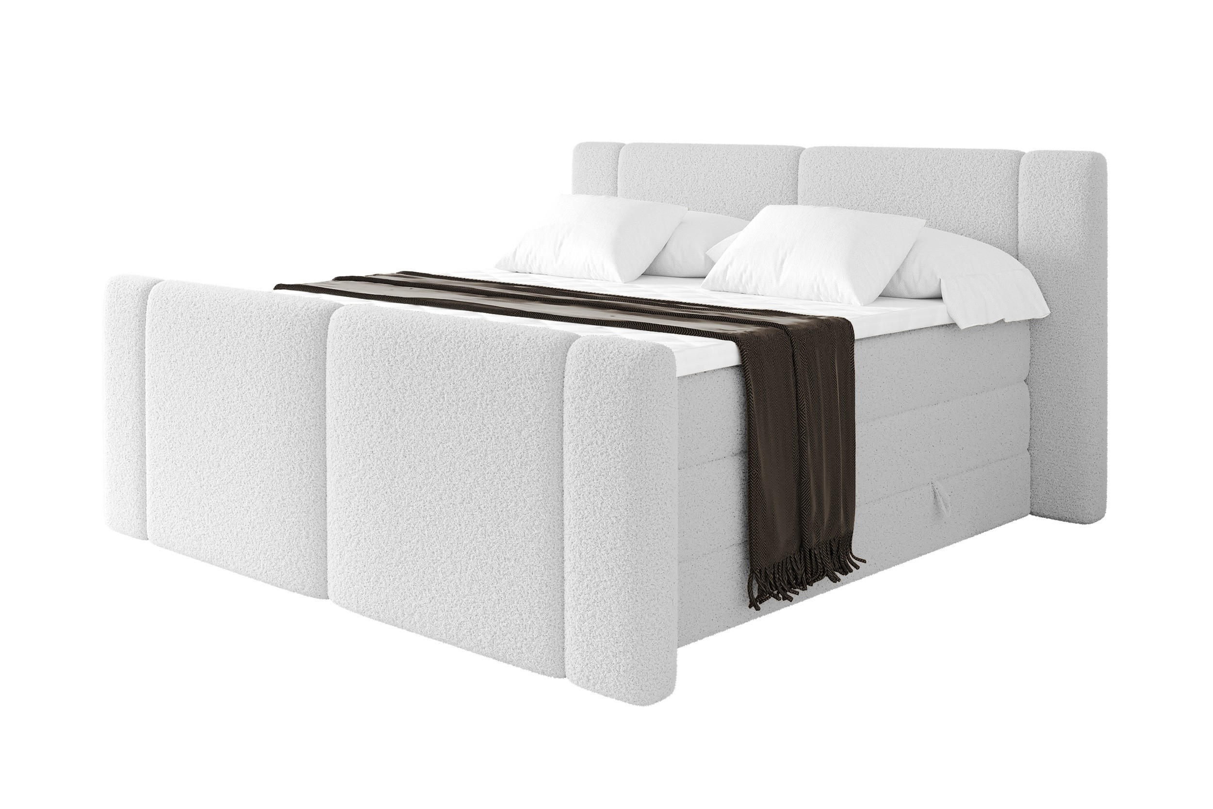 BOXSPRINGBETT mit Matratze H3/H4 - EVON KING Zanozek - 160x200 cm Weiß - Weiß, Holzwerkstoff (160/200cm) - ALTDECOR