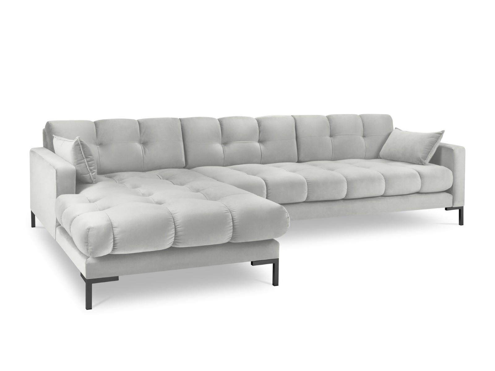 ECKSOFA links Mamaia aus Samt silber 5 Sitzplätze - Silberfarben, Textil (185/293cm) - Micadoni