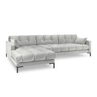 ECKSOFA links Mamaia aus Samt silber 5 Sitzplätze - Silberfarben, Textil (185/293cm) - Micadoni